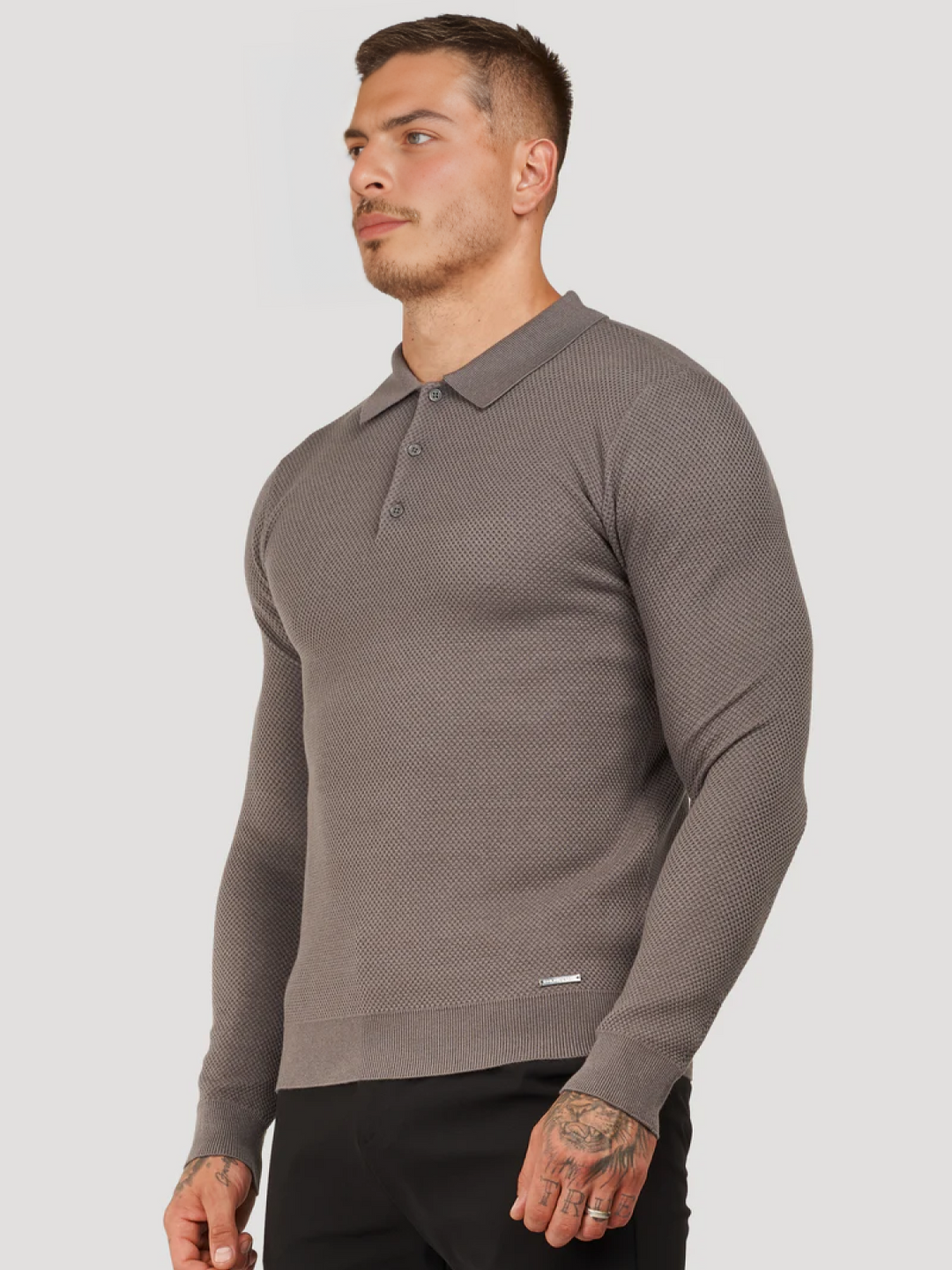 Polo de manga larga gris