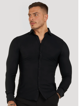 Camisa clásica elástica celeste