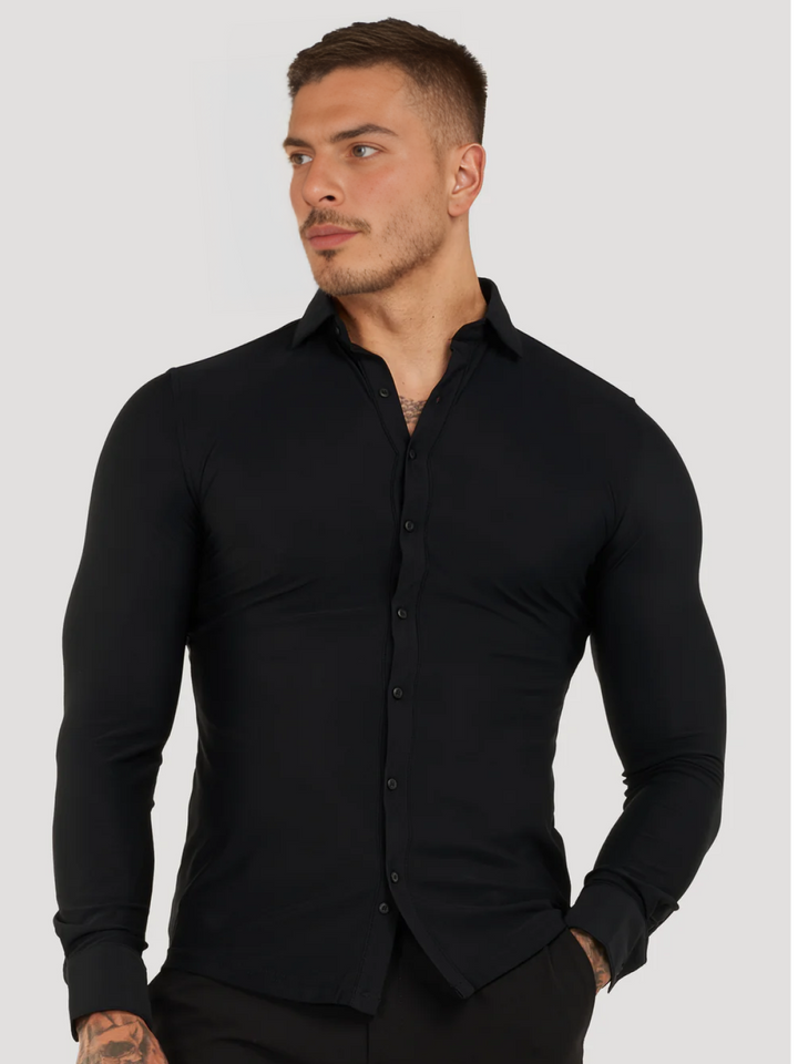 Camisa clásica elástica celeste