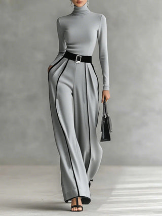 Adela | Conjunto de cuello alto y pantalón ancho