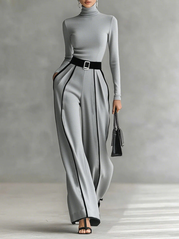 Adela | Conjunto de cuello alto y pantalón ancho