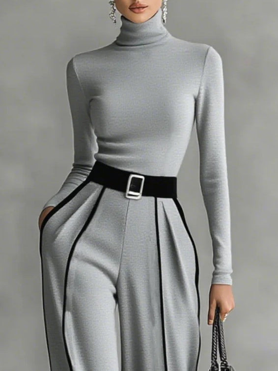Adela | Conjunto de cuello alto y pantalón ancho
