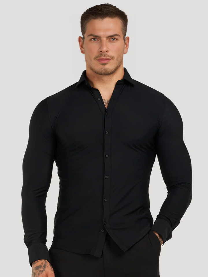 Camisa clásica elástica celeste