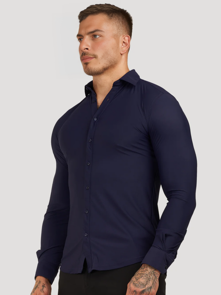 Camisa clásica elástica celeste